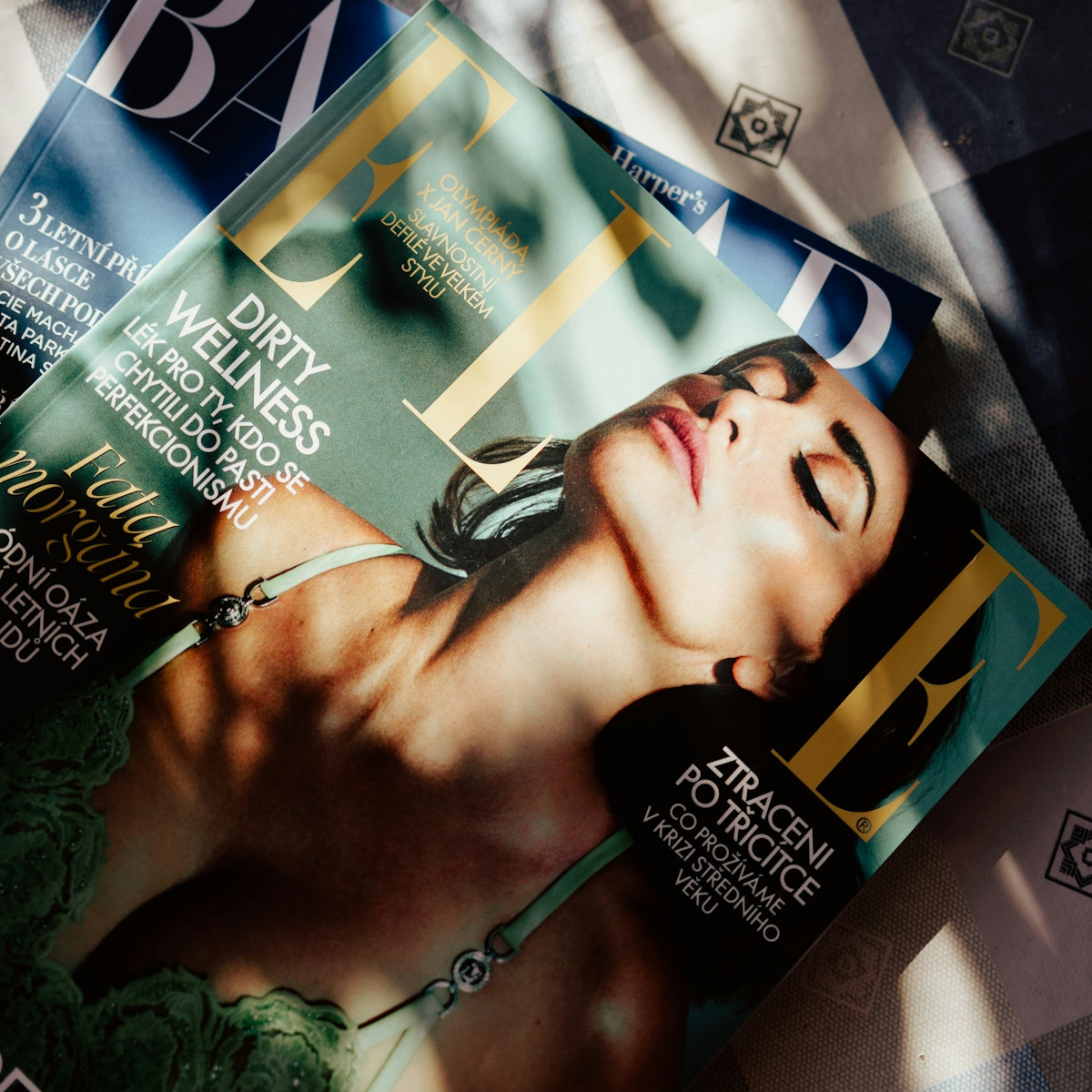 A magazine sitting on top of a table