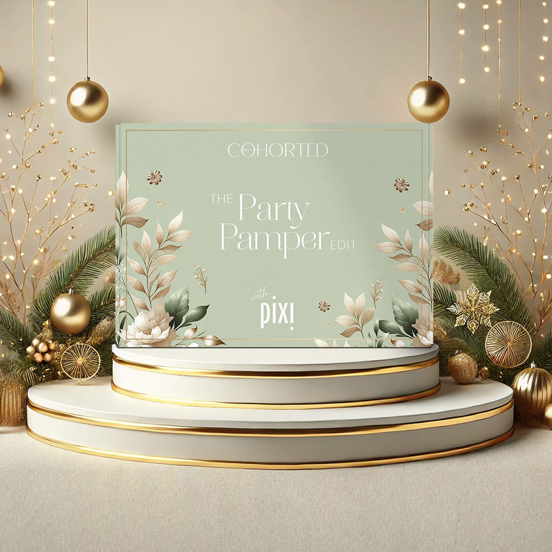 Cohorted, Pixi, Beauty Box, Party Pamper, Skincare, Glow, Skintreats, Vitamin C, Retinol Tonic Go, Wakeup Mist, Collagen Tonic, Serum, Gift, UK, Luxury, Festive, Christmas